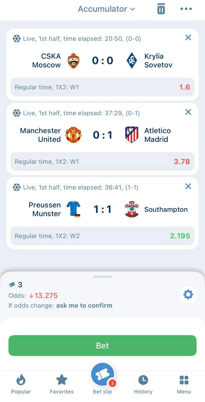Skrin pilihan bonus selamat datang 1xbet